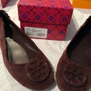 Black cherry suede Minnie travel flats